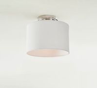 Linen Drum Shaded Flush Mount with Bronze Hardware, Small | Pottery Barn