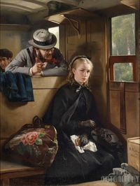 Berthold Woltze - The Irritating Gentleman (1874) Canvas Gallery Wrapped Giclee Wall Art Print (D6045) Types: ➤Archival Paper Print (rolled) ➤Canvas Print, Gallery wrapped (mirrored edges) on 2cm depth pine wooden frame (stretched), rolled in a tube, or framed (wood floater frame). Options: ➤Archival Paper Print (rolled) ➤Rolled Canvas Print ➤Stretched and Ready to Hang 1 Panel Canvas Print ➤Stretched and Ready to Hang 3 Panel Canvas Print ➤Canvas in Black, Brown or White Wood Floating Frame (2'' | 5cm thick) WHAT'S THE DIFFERENCE BETWEEN A ROLLED CANVAS PRINT AND AN ARCHIVAL PAPER PRINT?  Whereas our canvas prints come with that typical characteristic texture own to canvas, our archival paper prints come on cotton rag paper without texture. A rolled canvas print is normally stretched on w