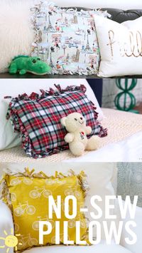 Can’t sew?? No problem, these adorable accent pillows only require some fabric, filler, and your fingers!!