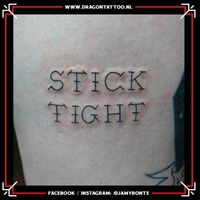 Black and grey lettering tattoo.  Designed and tattooed by: Jamy Bonte Dragon Tattoo.