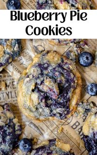 Warm and soft baked cookies that taste just like a blueberry pie! Blueberry pie cookies are made with a homemade blueberry filling, crushed pie shell, and a dash of nutmeg.