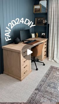 Sarah Merrell on Instagram: "My very favorite project in 2024! Comment “desk” & I’ll send you a link to the standing desk I built around!✨🛠️ I also have a desk highlight saved on my page with more details!💛 #diy"