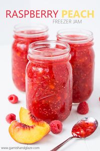 Bottle up the summer with this easy Raspberry Peach Freezer Jam!