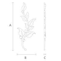 Unfinished Wood Appliques for Furniture Floral Branch, left Romantic