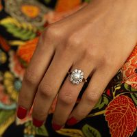 Antique Victorian Pearl, Old Mine Cut Diamond, and 14K Gold Cluster Ring