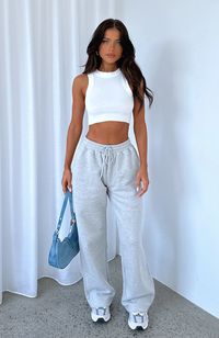 Stick With Me Wide Leg Sweatpants Grey Marle | White Fox Boutique US