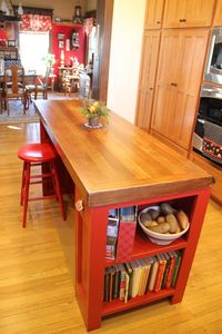 This is our island, made of old raised panel doors and a counter top made from old barn boards.