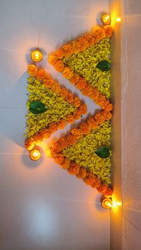 Border rangoli with real flowers 🌼🌹