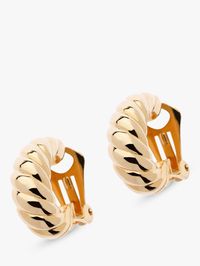 Emma Holland Twisted Semi Hoop Clip-On Earrings, Gold at John Lewis & Partners