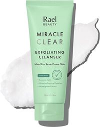 Rael Face Wash, Miracle Clear Exfoliating Cleanser - Face Cleanser for Oily & Acne Prone Skin, Korean Skincare, Gentle Facial Cleanser, Hydrating, w/ Succinic Acid, Vegan, Cruelty Free (5.1 fl. oz)