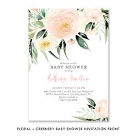 Floral + Greenery Baby Shower Invitation – Digibuddha