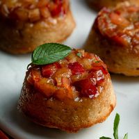 Check out Mini Rhubarb Upside Down Cakes recipe and more from Sur La Table!