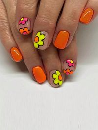 Orange  Collar   Plants Color Nails Embellished   Nail,Hand & Foot Care