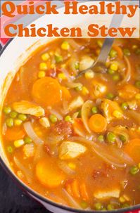 This delicious, simple, healthy chicken stew can be on the table for a family of four in just one hour. Made from kitchen store cupboard basics, it’s a perfect one pot recipe to satisfy even the hungriest of mouths. #neilshealthymeals #healthychickenstew #lowfatchickenstew #chickencasserole #chickenstew