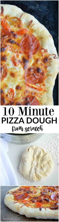 This pizza dough comes together and is ready to bake in just 10 minutes; you can have fresh, hot, homemade pizza on the table in 20!!!