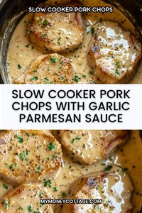 Indulge in the creamy and savory goodness of Slow Cooker Pork Chops with Garlic Parmesan Sauce! These tender pork chops are slow-cooked to perfection in a rich garlic Parmesan sauce, creating a decadent and comforting meal that's perfect for any night of the week. Easy to make and bursting with flavor, this recipe is sure to become a family favorite. Pin now and save this irresistible dish for later! #SlowCooker #PorkChops #GarlicParmesan #EasyRecipes #DinnerIdeas #ComfortFood #SlowCookerPorkChops #CrockpotPorkChops #PorkChopRecipes #SlowCookerPorkChopRecipes #PorkWithGarlic #PorkWithParmesan