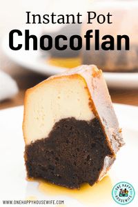 This Instant Pot Chocoflan recipe will be your new favorite Instant Pot dessert. A moist chocolate cake topped with a smooth creamy custard. This dessert is heavenly. #instantpot #chocoflan #flan #cake #dessert #recipe