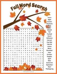 Fall Vocabulary Word Search Puzzle