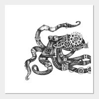 Pen drawing of a Steampunk Octopus. -- Choose from our vast selection of art prints and posters to match with your desired size to make the perfect print or poster. Pick your favorite: Movies, TV Shows, Art, and so much more! Available in mini, small, medium, large, and extra-large depending on the design. For men, women, and children. Perfect for decoration.