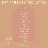 This post is brought to you by the letter T. As a T girly myself I thought this would be pretty easy. I know names, I am very familiary with the letter T, but man did I have a hard time picking these names. It's tough enough to find names you love, and then having to narrow them down into a list, oof. Now imagine having to do that with a real live human? Tricky stuff! I digress...these names are an assortment of my faves from international names to surname names to nickname names, there shoul...