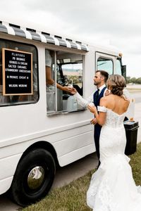 Ice cream truck at your wedding reception? YES PLEASE - we can't think of anything better! This *sweet* (pun intended) couple enjoyed ice cream together at their reception and their guests loved it, too!