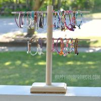 Make these easy DIY jewelry display stands for holiday craft fairs and more in less than 5 minutes, for under $5 each. Customize any length for accessories of all kinds!