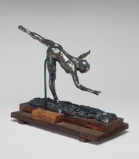 Ballet requires focused control and balance, and artist Edgar Degas had to think carefully about weight and balance when he made a sculptures. Edgar Degas, "Arabesque over the Right Leg, Right Hand near the Ground, Left Arm Outstretched (First Arabesque Penchée)," c.1885/1890 #Degas #Form #art #artsed #k12 #teaching