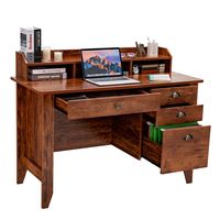 PRICES MAY VARY. This computer desk has a spacious tabletop and four drawers for your work or study needs. Product Dimensions:22" D x 48"W x 36.5"H. The bottom drawer can store letter-sized files and has hanging rods for easy access. The desk also has a monitor stand and a cable hole to keep your screen and wires organized. The desk is made of high-quality MDF boards that are sturdy, and scratch-resistant. The desk is easy to assemble and clean and can be used as a computer desk, writing desk, gaming desk, or workstation. Vintage Computer Desk with Monitor Stand and File Drawer   This computer desk offers a spacious tabletop for your work or study, and a monitor stand for your gaming or entertainment. It also has four drawers for storing your books, files, and other essentials. The bottom