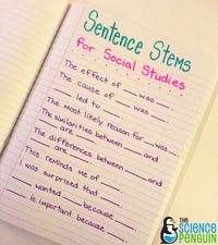 Social Studies Sentence Stems