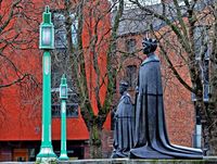 Hidden historical gems of Liverpool. King and Queen statues by entrance to Birkenhead Tunnel Photo by Gavin Trafford.