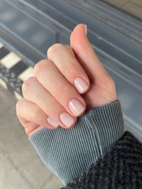 milky white pink gel short nail inspiration