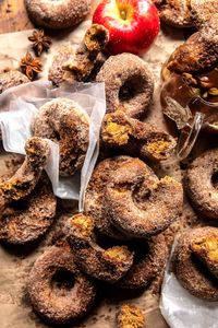 Baked Cinnamon Crunch Apple Cider Doughnuts.