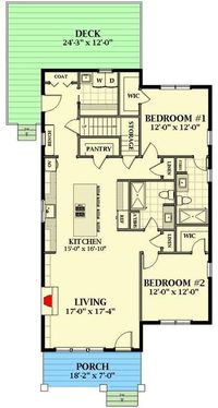 Expandable 2-Bed Cottage House Plan with a Possible Upstairs Home Office or Third Bedroom - 46436LA | Architectural Designs - House Plans