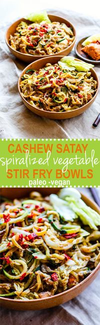 Cashew satay spiralized vegetable stir fry! Easy and Healthy satay with spicy…