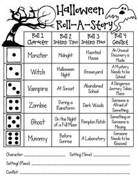 Grammar corner Halloween ESL Roll-A-Story Activity Sheet