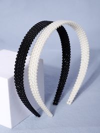 2pcs Faux Pearl Decor Headband Elegant Black and White Elegant   ABS Plain Gorgeous Headband   Women Accessories, size features are:Bust: ,Length: ,Sleeve Length: