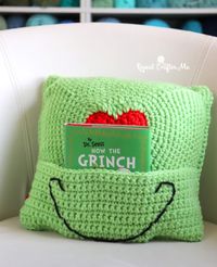 Crochet Grinch Heart Pillow - Repeat Crafter Me