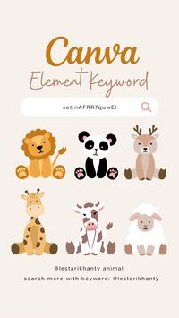 Cute sitting animal clipart illustration on canva in hand drawn style