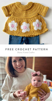 Free crochet pattern - Baby Flower Top by Daisy Farm Crafts. Create a precious heirloom piece with this easy-to-follow pattern.