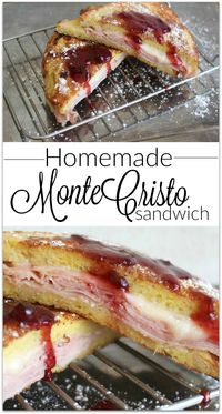 If you've had the Monte Cristo Sandwich, you know it's made like French toast with slices of ham and Swiss cheese between two slices of bread, dipped in egg batter, browned, and sprinkled with powdered sugar. So good! #MonteCristo #BestSandwiches #EasyMeals