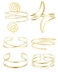 PRICES MAY VARY. Gold Arm Cuff Set: One order includes 6 pieces coil upper arm cuffs in different styles. Crafted with a minimalist aesthetic, exuding glamour and sophistication, never go out of styles. Adjustable Arm Cuff: 3.2in(8cm) inner diameter. The upper arm cuff adopt an open design, ensuring suitability for most people, adding an trendy touch to any outfit. Gold Plated Arm Cuff: Crafted with meticulous attention to detail and using quality metals, great 14k gold plated, all-round high po