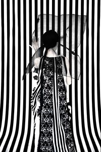 Spring in Reverse: Detailed Backs Take Center Stage, by Erik Madigan Heck. Ann Demeulemeester by Elvis Pompilio hat; Ann Demeulemeester black velvet and white dress.