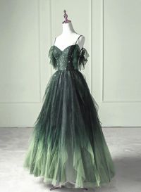 Product Style: #A5GF Material: Tulle Color: Green Built in Bra: Yes Hemline: Floor Length Back Detail: Lace-up Delivery times: Processing time:    2-3 weeks Shipping time:       3-5 working days Rush order service is available, if you need rush order, please visit: Rush Order ，rush order fee is $20. Custom Size: For custom size, please give us the correct measurements in the order notes when you check out, and please have a look our measuring guide at first. There is no extra payment for custom