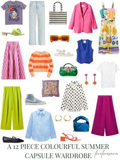 Palette Wardrobe, Colorful Summer Outfits, Spring Summer Capsule Wardrobe, Colorful Wardrobe, Colourful Style, Capsule Wardrobe Essentials, Fashion Capsule Wardrobe, Summer Capsule, Brave Enough