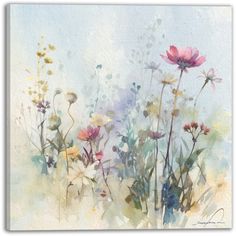 a painting of flowers on a white background