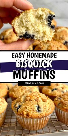 blueberry muffins on a cooling rack with text overlay