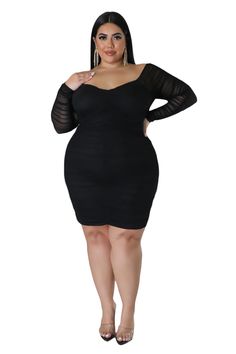 Stretch dress V neck Short sleeves Ruched No closure 90% polyester 10% spandex Hand wash cold Model is wearing a 2X Plus Size Formal Dresses Short, Off The Shoulder Mini Dress, Mesh Gown, Chic And Curvy, Deep V Dress, Plus Size Gowns, Plus Size Formal Dresses, Curvy Women Outfits, Formal Dresses Short