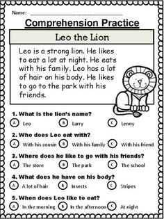 the lion worksheet for reading and listening to children's books, which are also