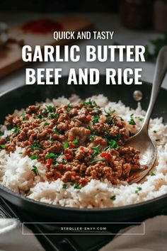 Irresistible Garlic Butter Beef and Rice 🧄 Ground Beef And White Rice Recipes, Beef Chuck Steak Recipes, Beef And Rice Recipes, Rice And Beef, Chuck Steak Recipes, Rice Recipe Easy, Butter Beef, Beef Chuck Steaks, Ground Beef And Rice