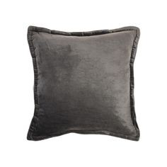 grey velvet pillow with ruffled edges